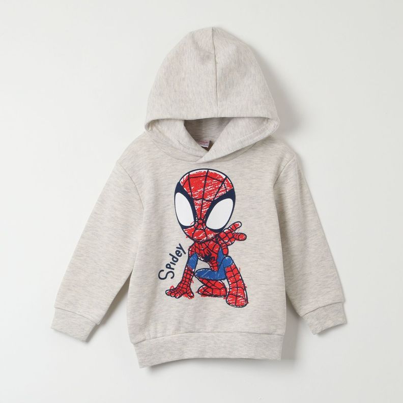 Poleron Cerrado Con Gorro Niño Spidey Pose Gris Marvel-0