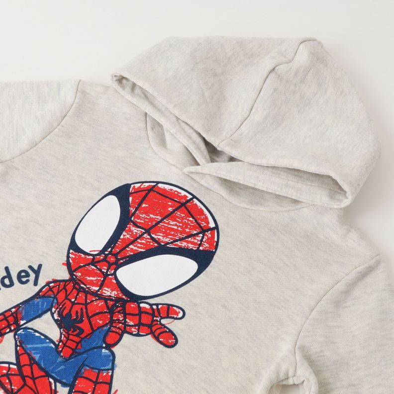 Poleron Cerrado Con Gorro Niño Spidey Pose Gris Marvel-1