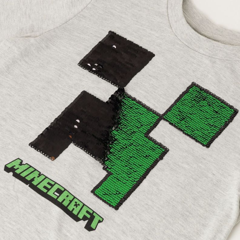 Polera Manga Larga Niño Reversible Gris Minecraft-2