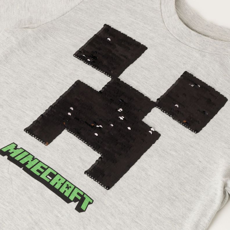 Polera Manga Larga Niño Reversible Gris Minecraft-3