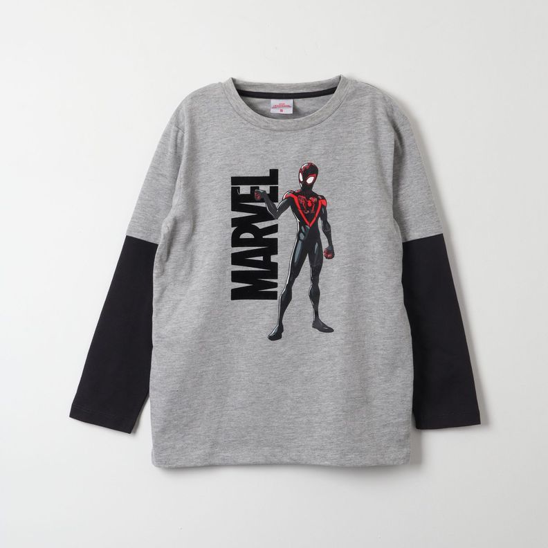 Polera Manga Larga Niño Spiderman Flex Gris Marvel-0