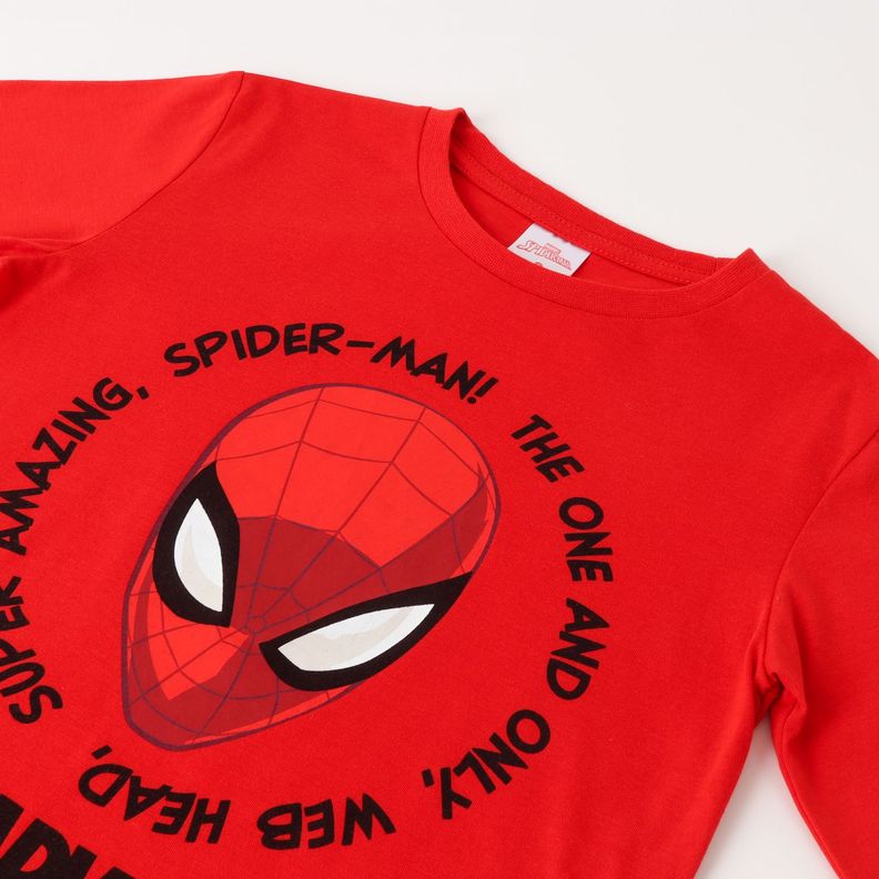 Polera Manga Larga Niño Spiderman Web Head Rojo Marvel-1