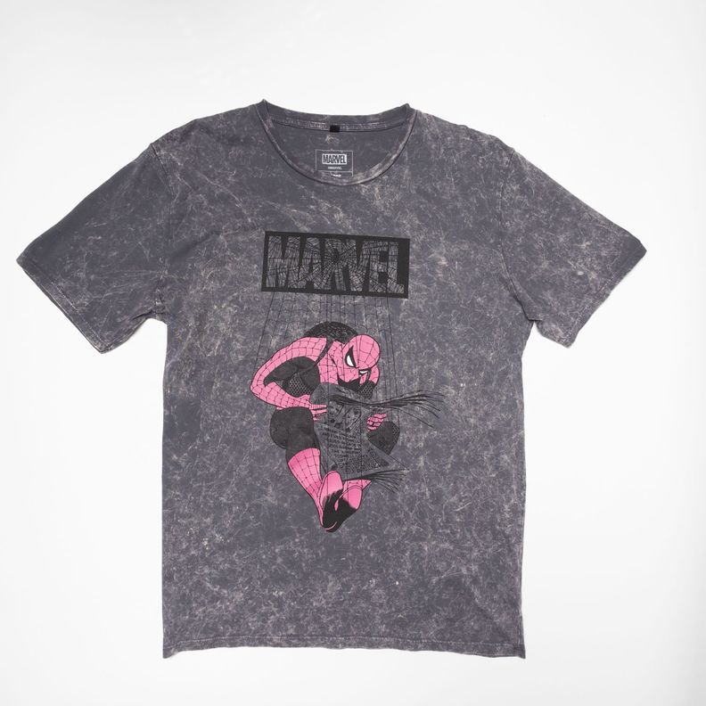 Polera Hombre  Marvel Spiderman Diario Gris-0