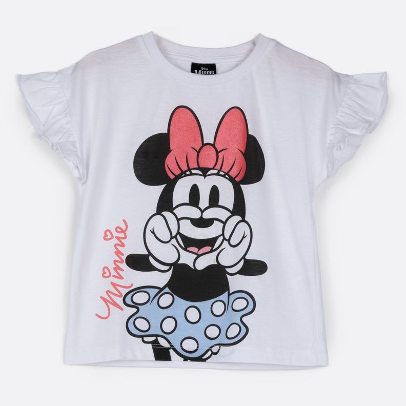 Polera Manga Corta Niña Vuelos Minnie Blanco Disney-0
