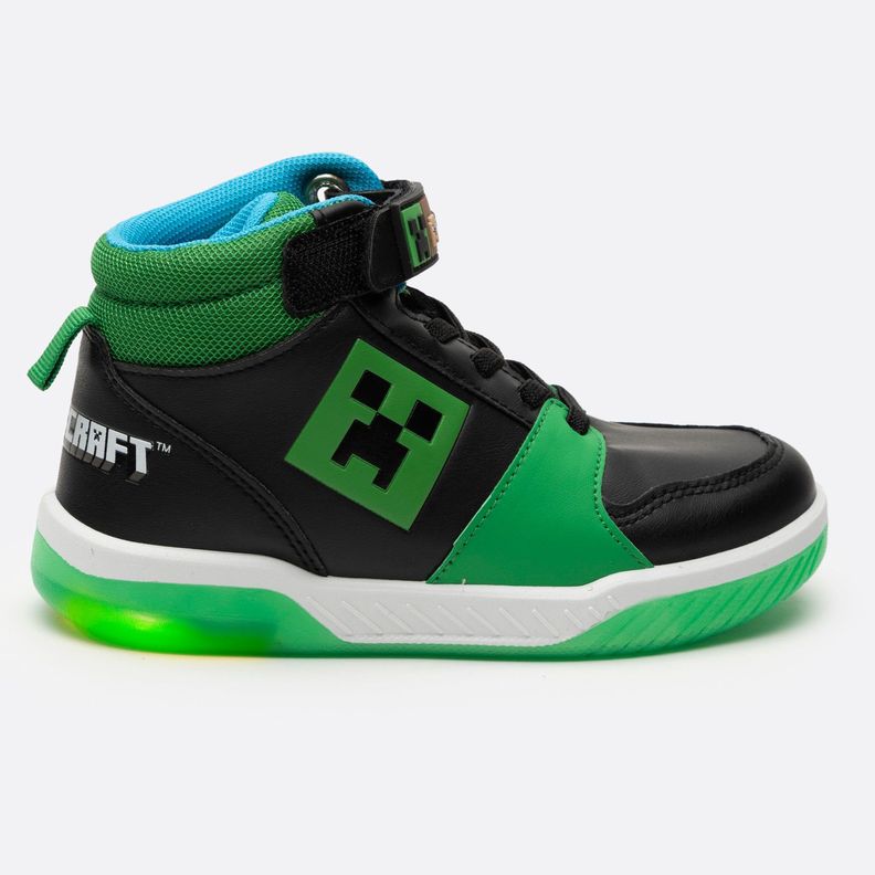 Zapatilla Con Luces Niño Full Print Negro Minecraft-1