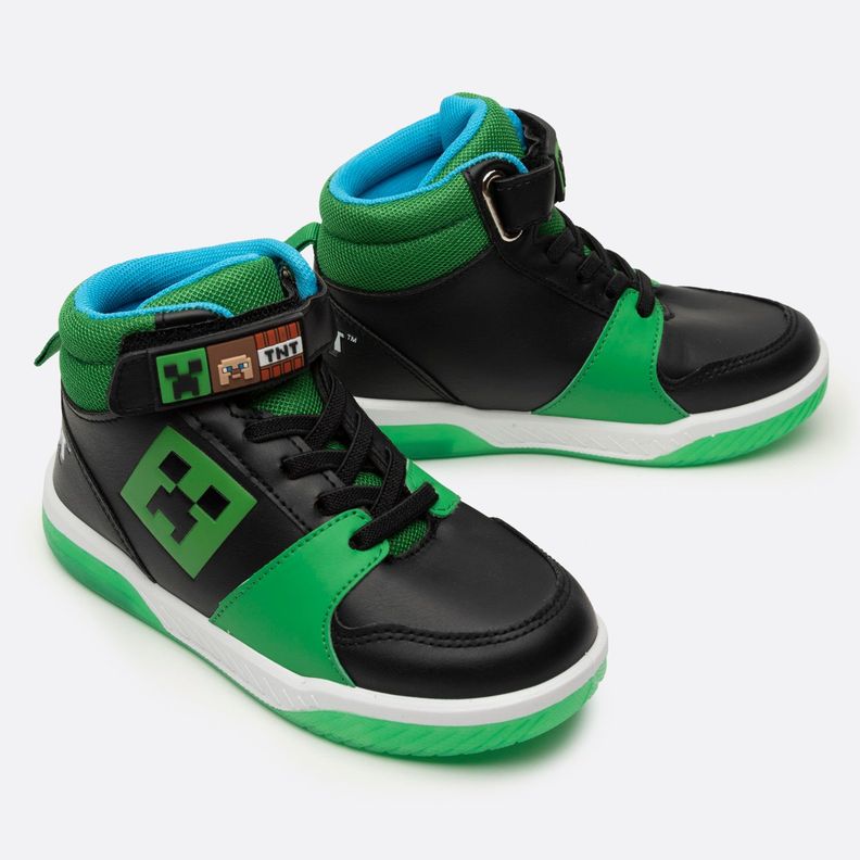 Zapatilla Con Luces Niño Full Print Negro Minecraft-3