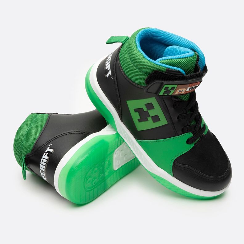 Zapatilla Con Luces Niño Full Print Negro Minecraft-5