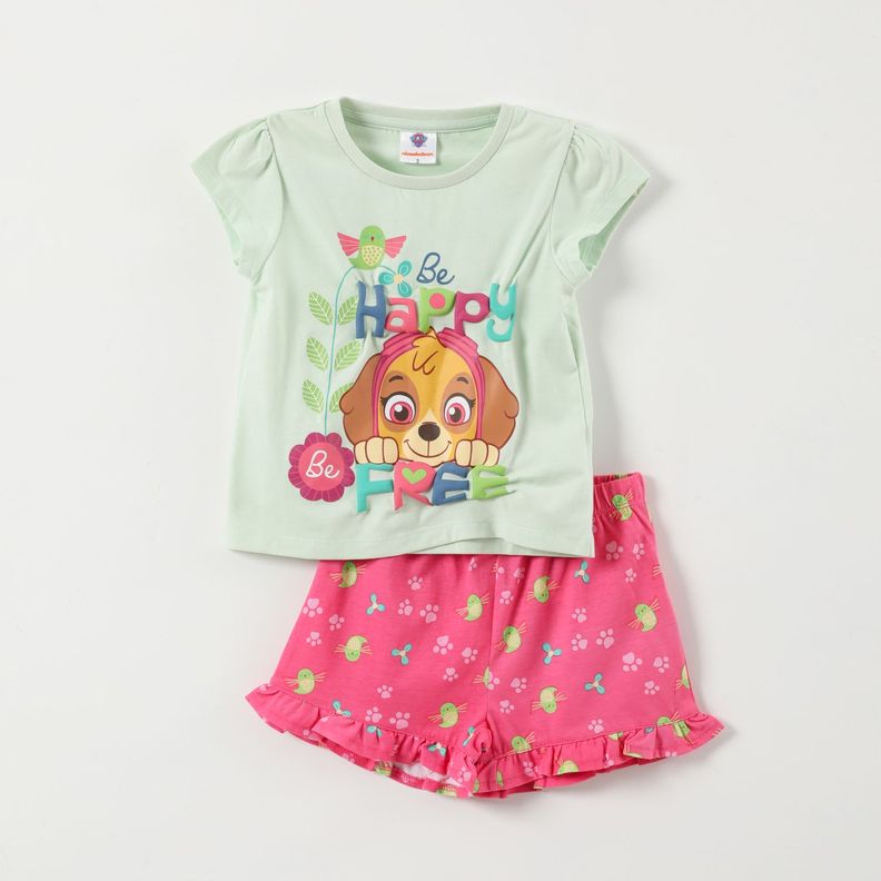 Pijama Corto Niña Happy Verde Paw Patrol-0