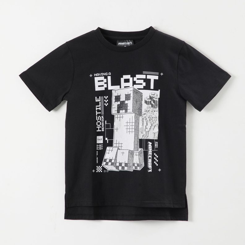 Polera Manga Corta Niño Blast Negro Minecraft-0