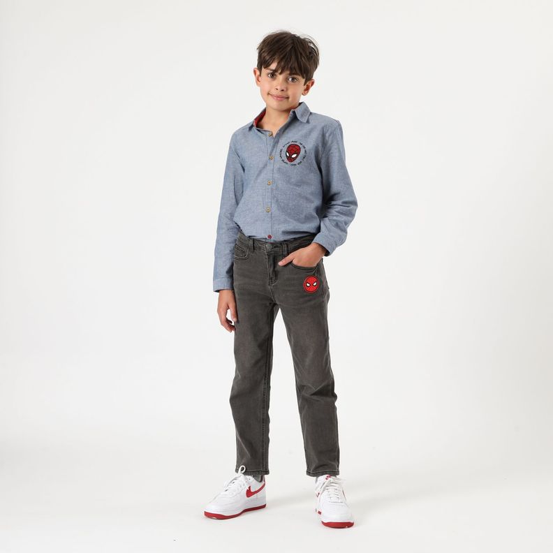Jeans Niño Spiderman Logo Negro Marvel-0