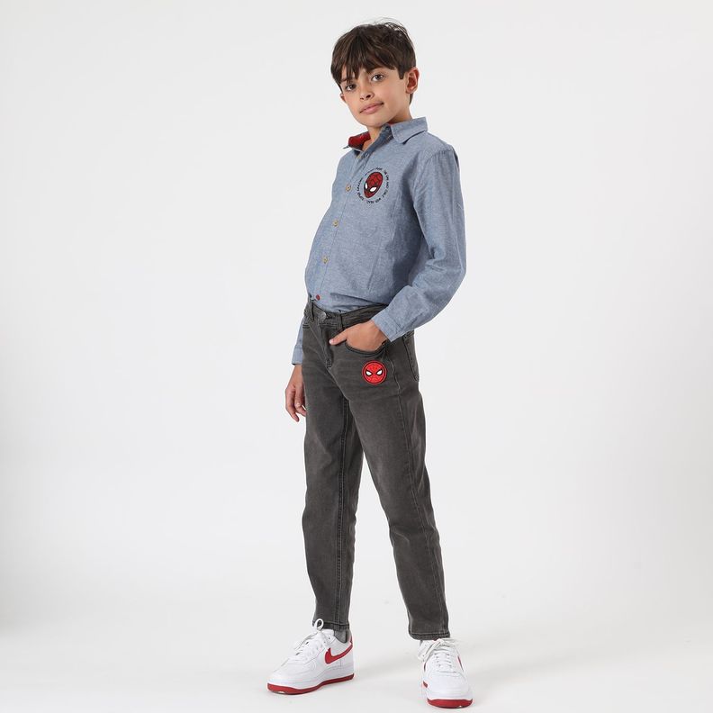 Jeans Niño Spiderman Logo Negro Marvel-1