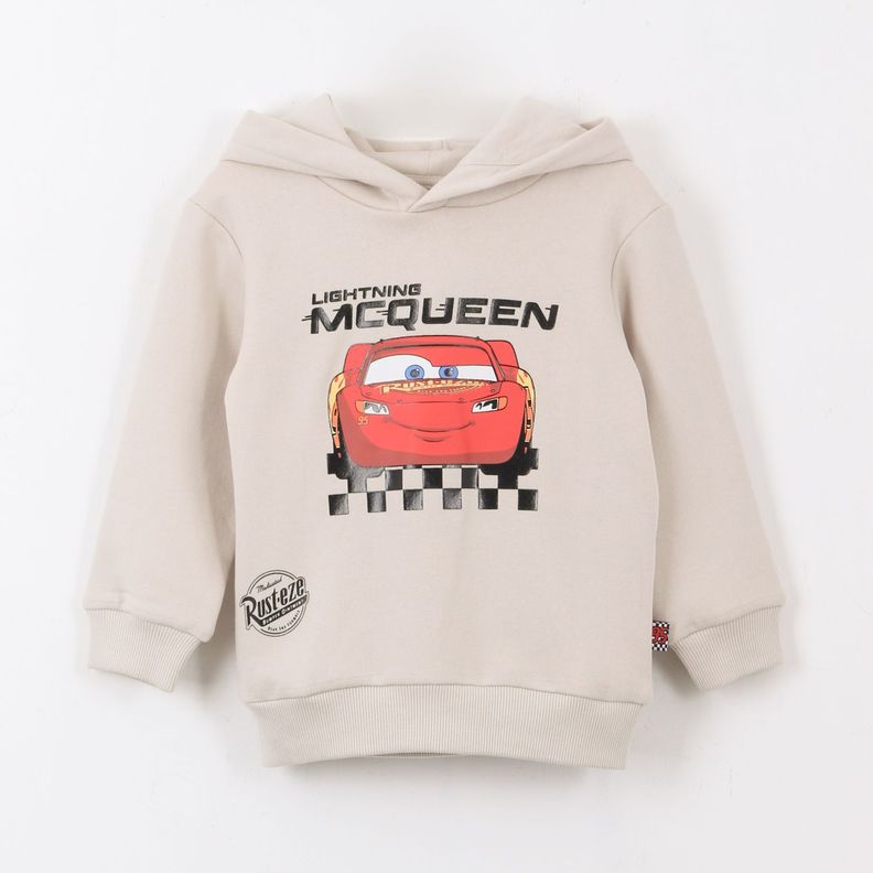 Poleron Cerrado Nino Hoodie Rayo McQueen Cars Beige Disney 2