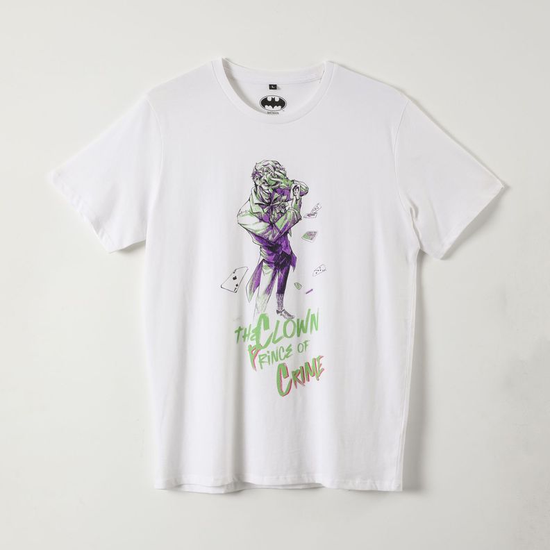 Polera Manga Corta Hombre Prince of Crime Blanco DC Comics-0