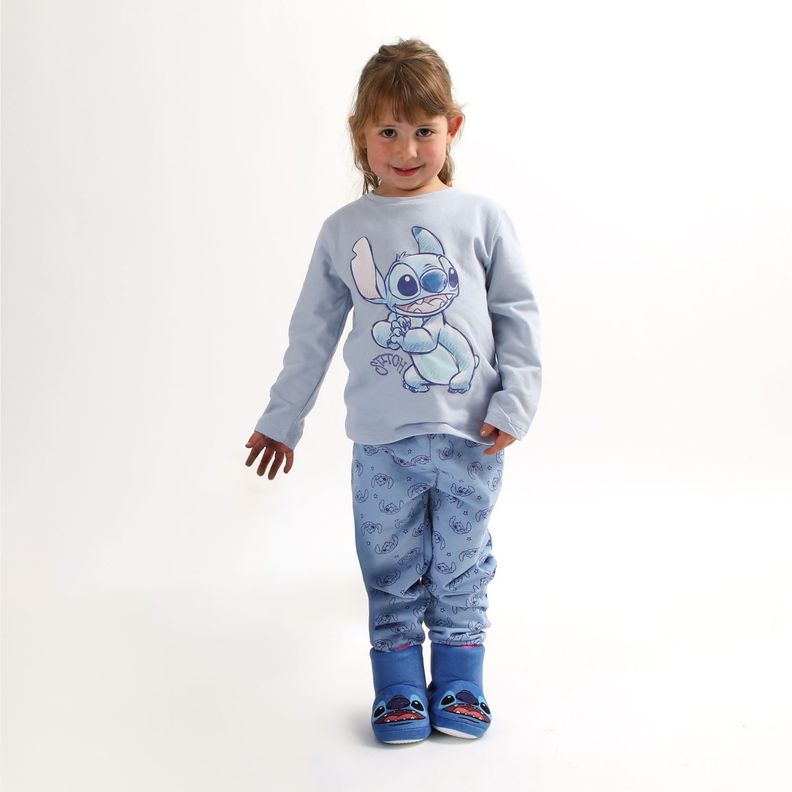 Conjunto Pijama Niña Lilo & Stitch  One Celeste Disney-0