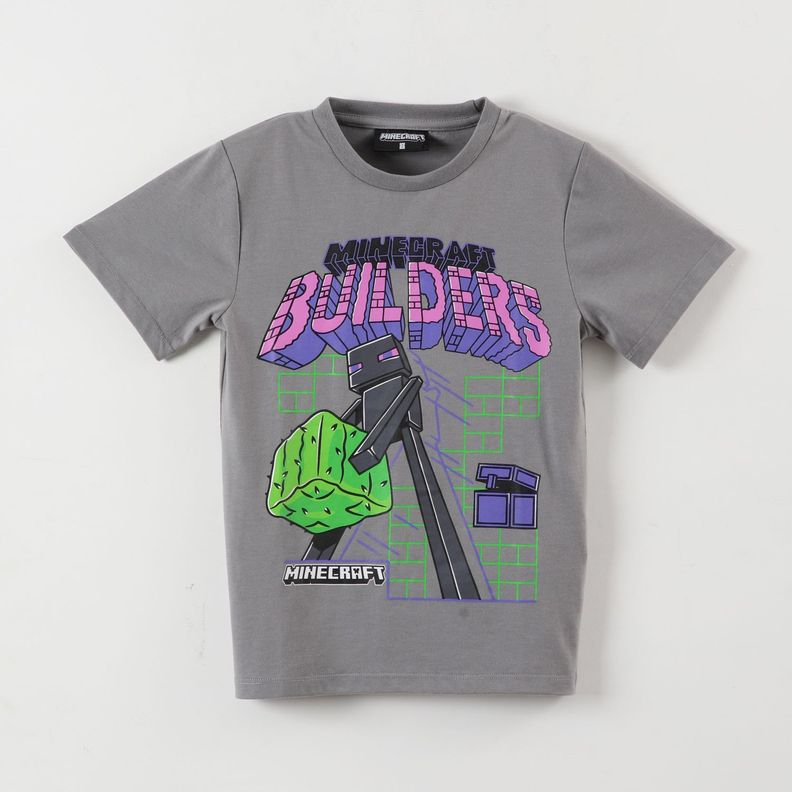 Polera Manga Corta Niño Mesa Gris Minecraft-0
