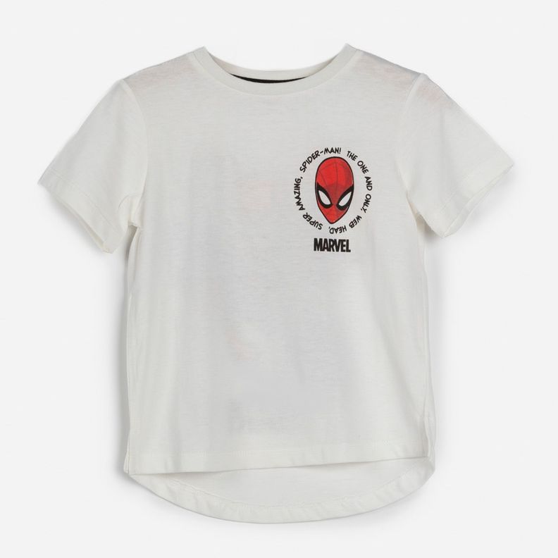 Polera Manga Corta Niño Spiderman Blanco Marvel-0