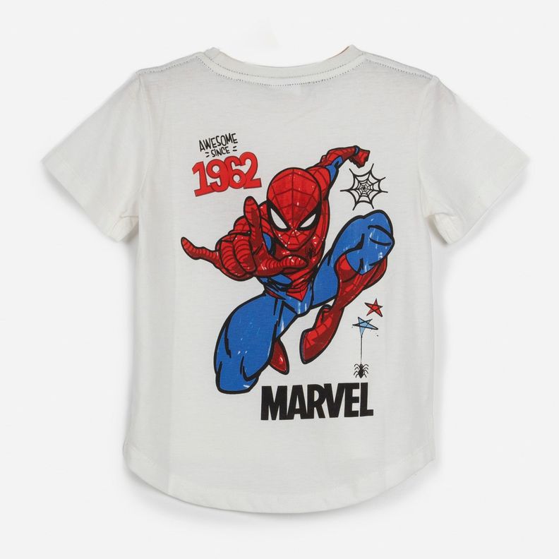 Polera Manga Corta Niño Spiderman Blanco Marvel-1