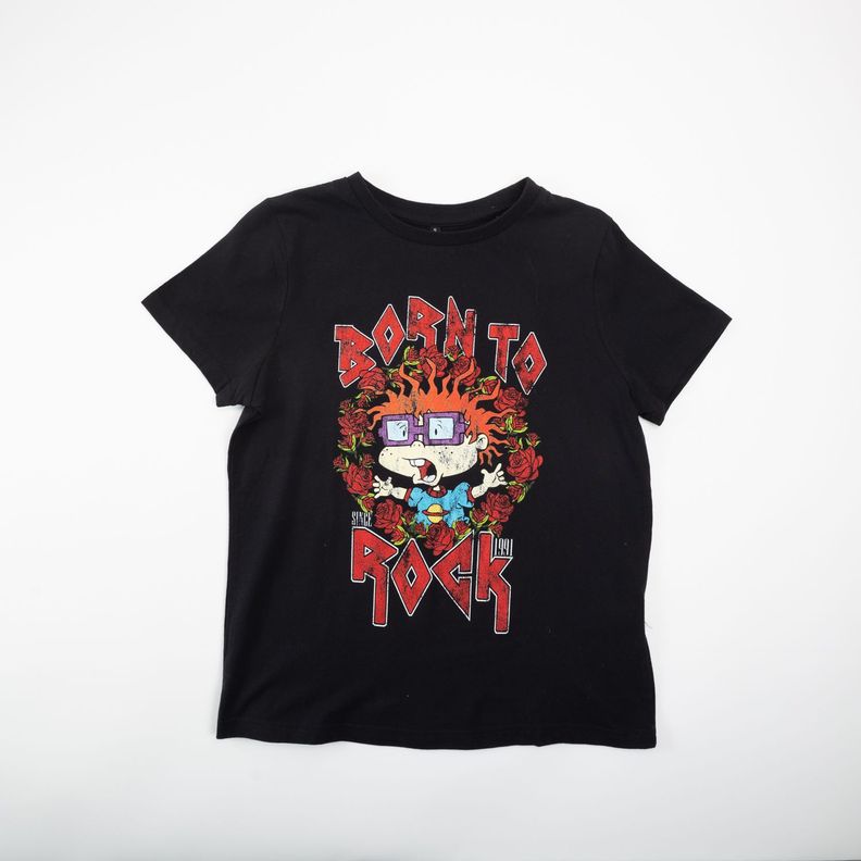 Polera Mujer Born To Rock Negro Carlitos Nickelodeon-1