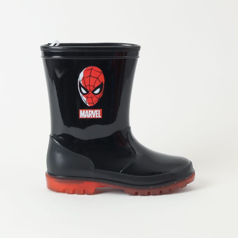 Bota De Agua Con Luces Y Chiporro Niño Spiderman Negro Marvel-0