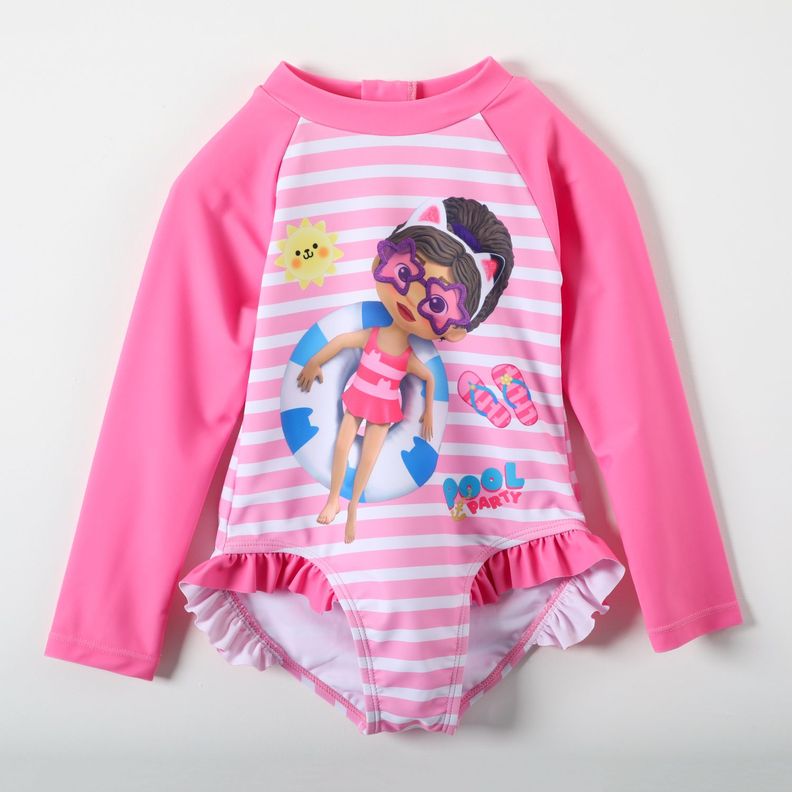 Traje de Baño Niña Rayas Rosado Gabby Doll House-0