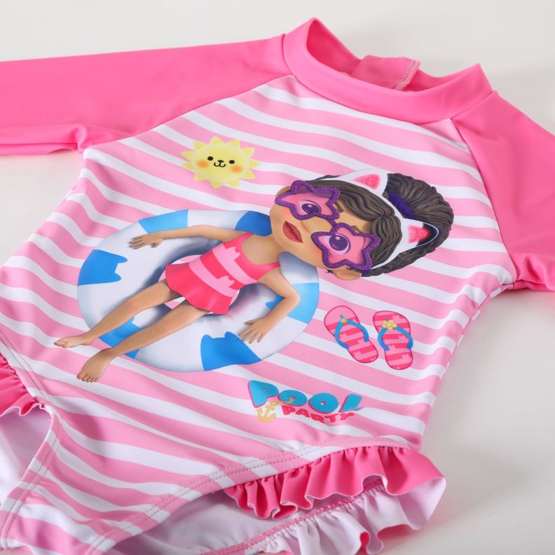 Traje de Baño Niña Rayas Rosado Gabby Doll House-2