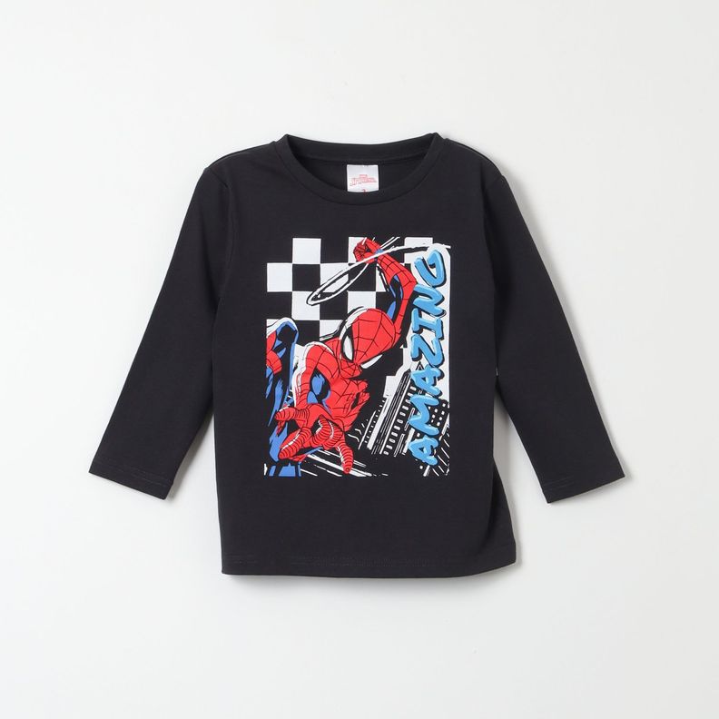 Polera Manga Larga Niño Spiderman Amazing Negro Marvel-0