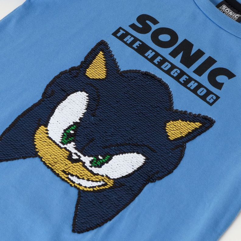 Polera Manga Larga Niño Reversible Azul Sonic-1