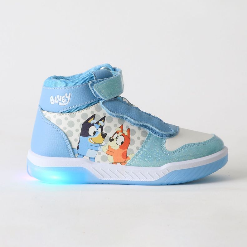 Zapatilla Cana Alta Nina Luces Celeste Bingo & Bluey 22