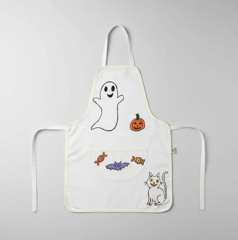 Delantal Halloween de cocina infantil talla unica 3 a 7 anos pintado a mano Beige XS