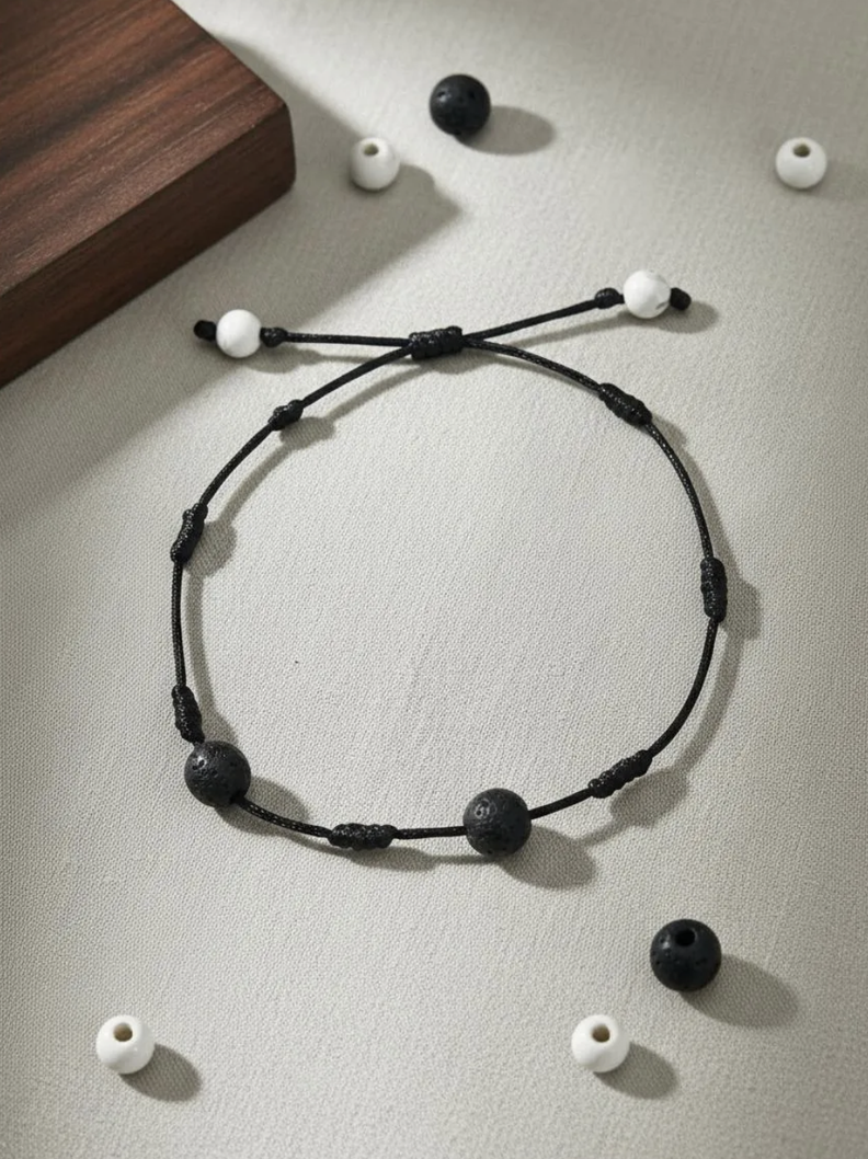 Pulsera negra hombre un amuleto con 7 nudos de protecci n y suerte Negro
