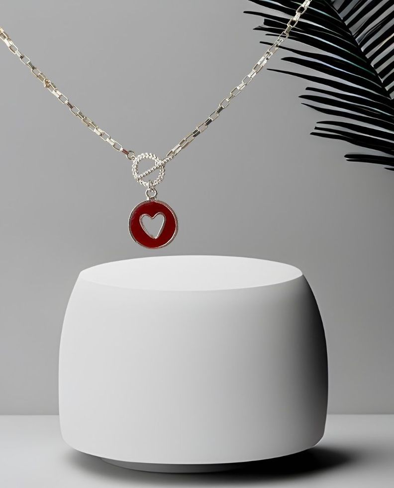 Collar corazón descubierto enchapado en plata 925-0