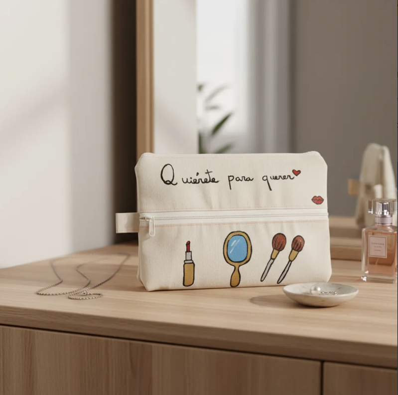 Cosmetiquero neceser mujer plano pintado a mano producto nacional