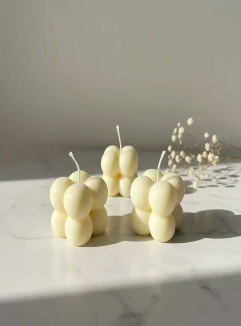 Pack 3 velas mini Bubble candles adorno de soja 3 5cm Beige