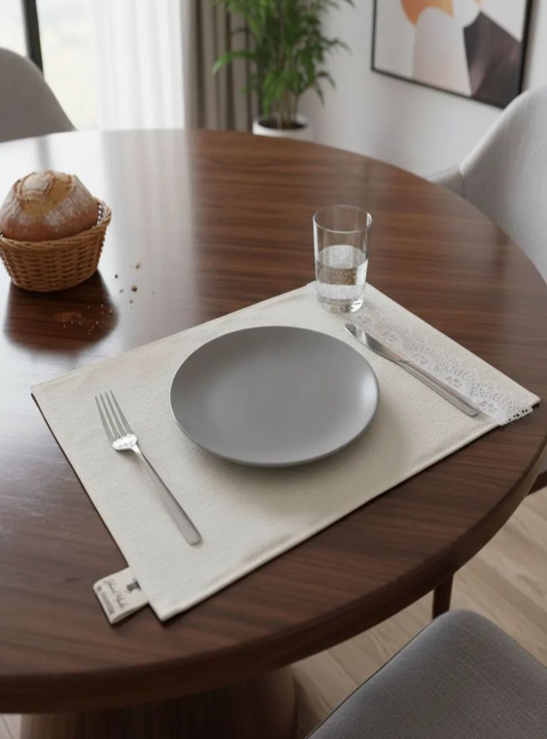 Set 6 individuales tela impermeable 40x30 cm vintage Beige