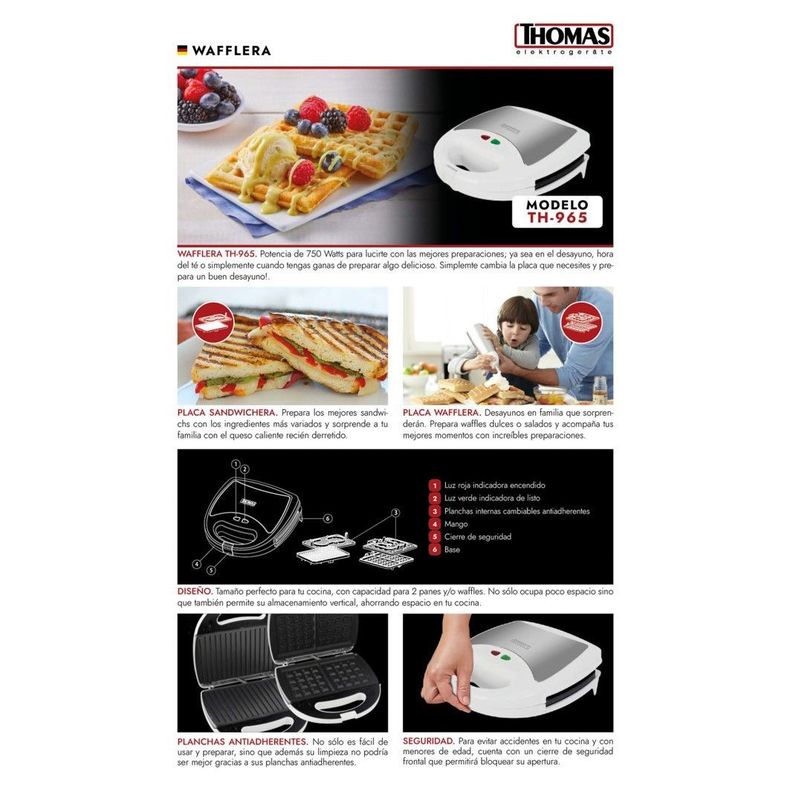 SANDWICHERA WAFFLERA THOMAS TH965-2