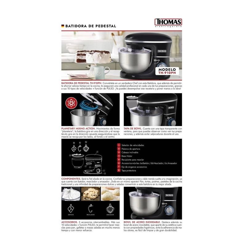 BATIDORA DE PEDESTAL THOMAS TH910PN-3