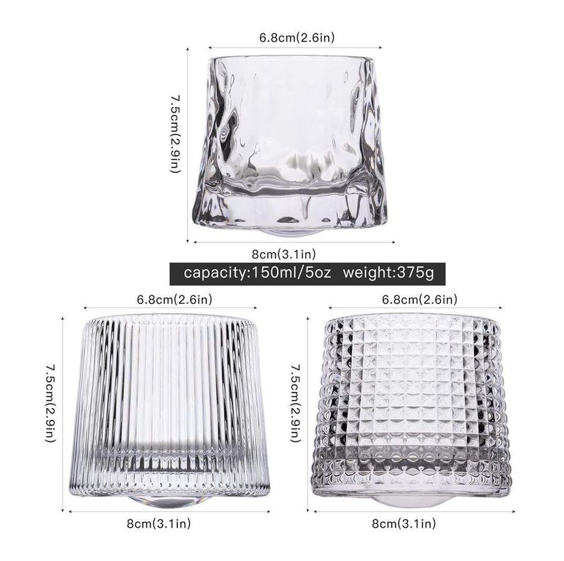 JUEGO DE 6 VASOS DE WHISKY ALTA CALIDAD 150ML 3 TIPOS-3