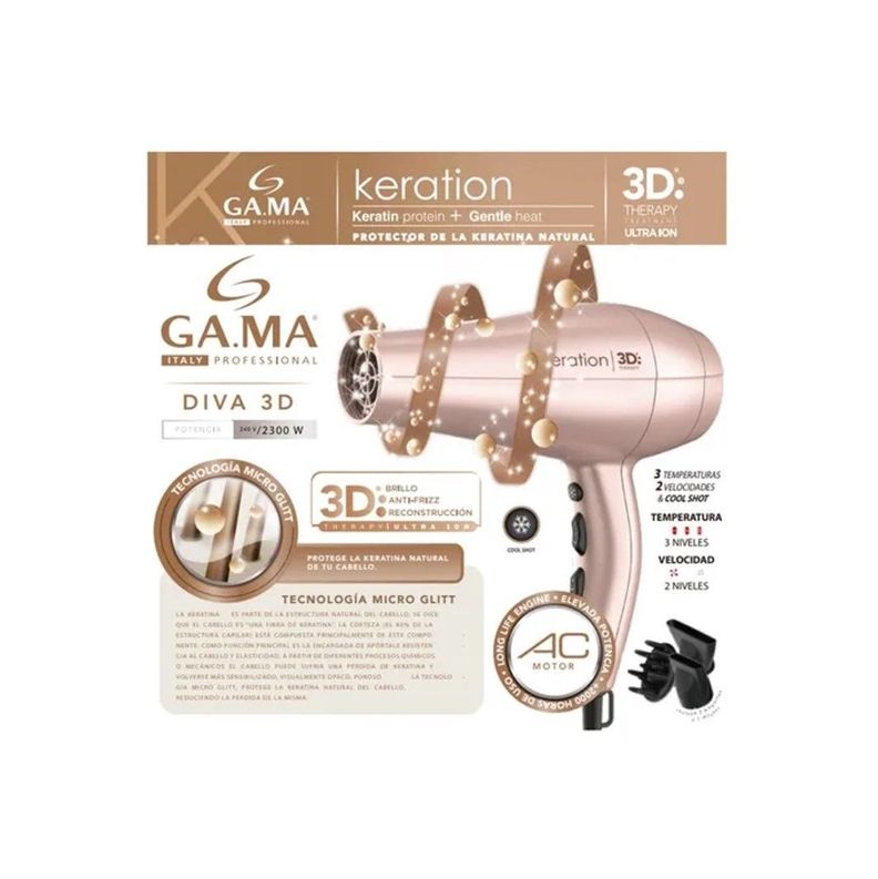 SECADOR DE PELO GAMA DIVA 3D KERATION 2300W-4
