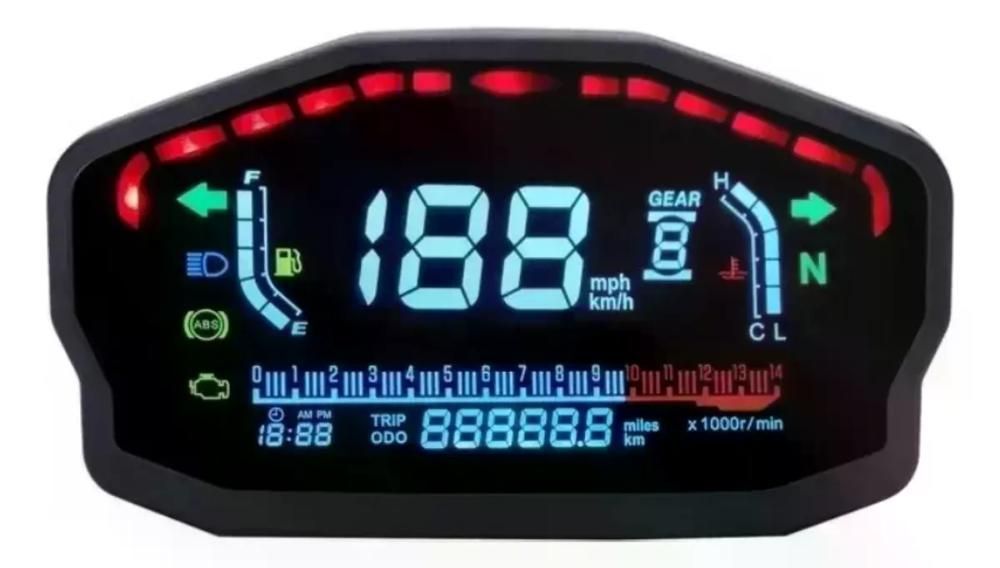 Medidor Velocidad Moto Pantalla Lcd Temp Agua Aceite-0