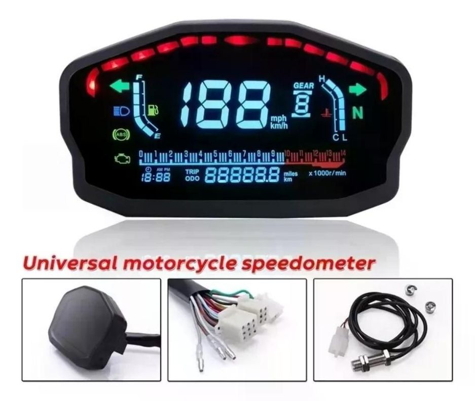 Medidor Velocidad Moto Pantalla Lcd Temp Agua Aceite-1