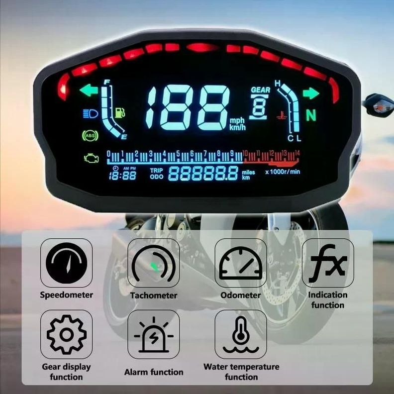 Medidor Velocidad Moto Pantalla Lcd Temp Agua Aceite-2