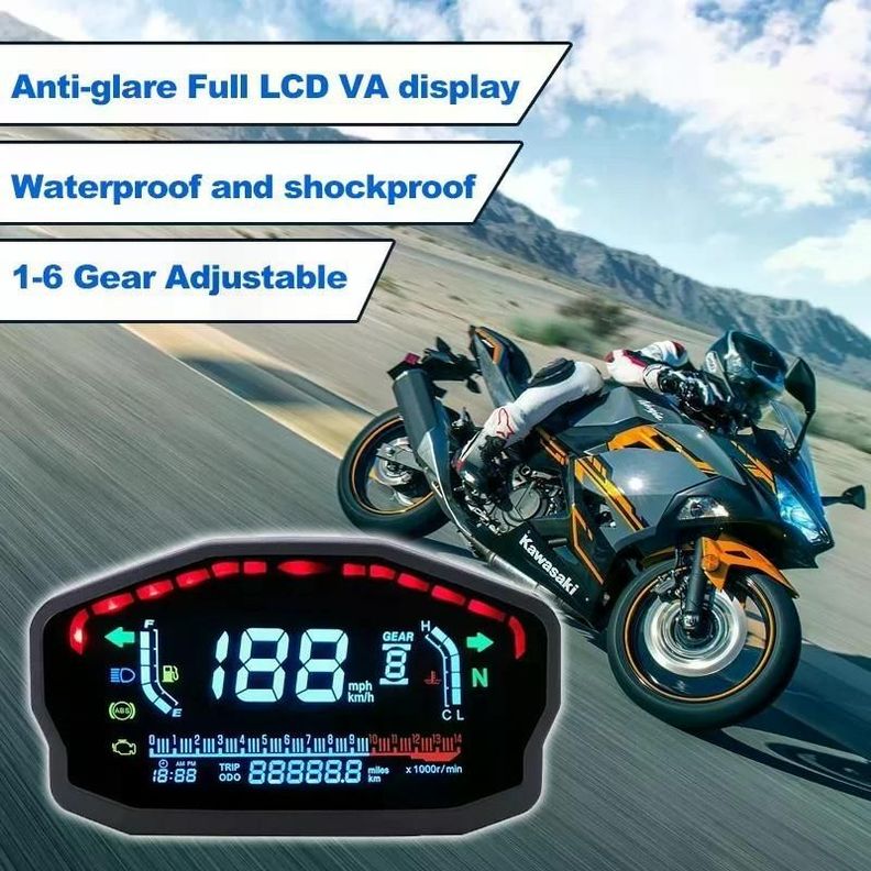 Medidor Velocidad Moto Pantalla Lcd Temp Agua Aceite-3