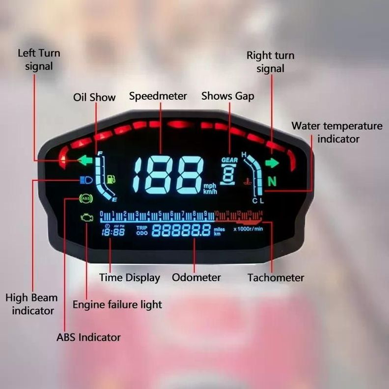 Medidor Velocidad Moto Pantalla Lcd Temp Agua Aceite-4
