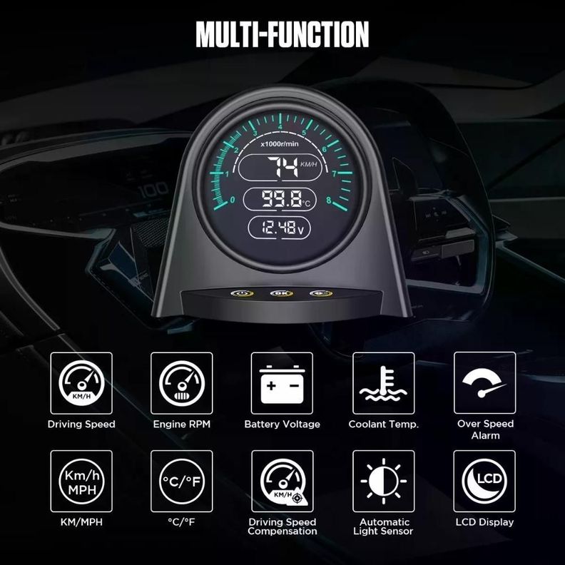 Scanner Automotriz Autool X70 Obd2 12v Mide Velocidad Temp-2