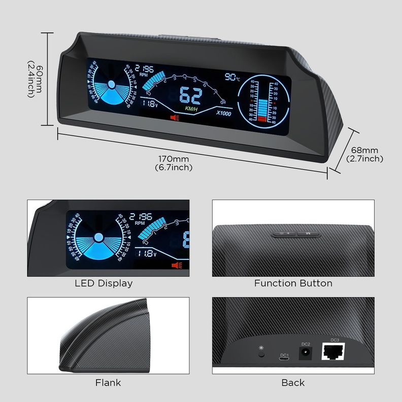 X90 HUD/OBD Medidor de pendientes multifuncional-7