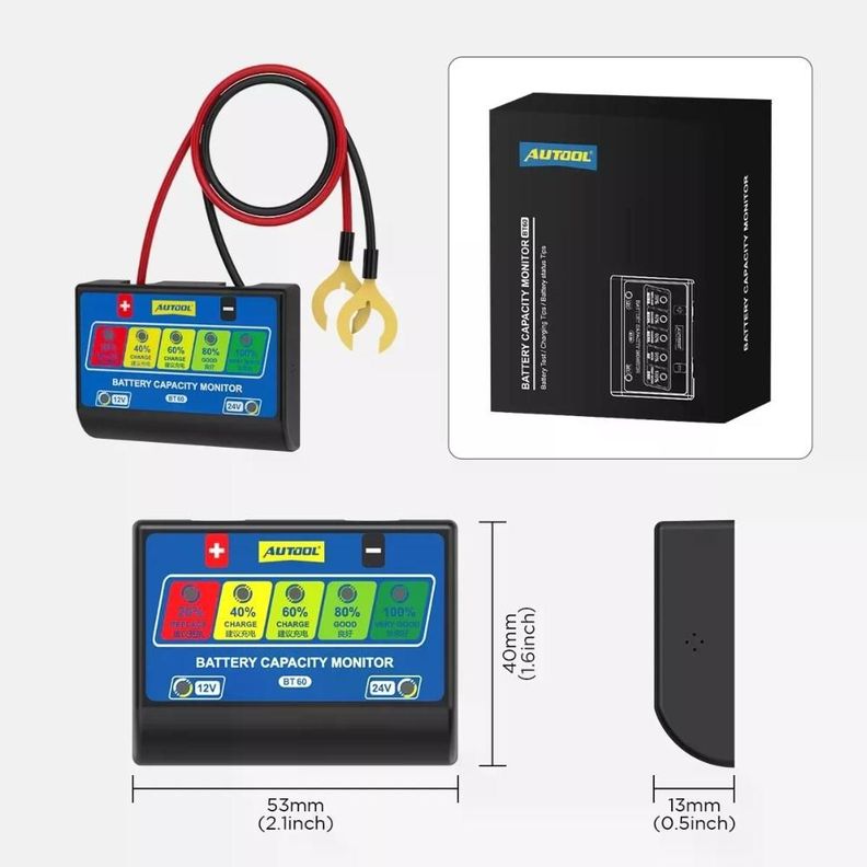 Scanner Auto Probador Analizador Batería Bt60 Batería 12-24v-3