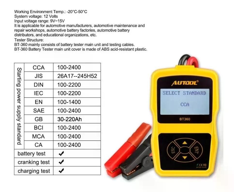Scanner Probador De Batería Bt360-2