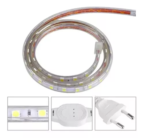 Cinta Led Azul Impermeable 10 Metros + Conector Al 220v-2