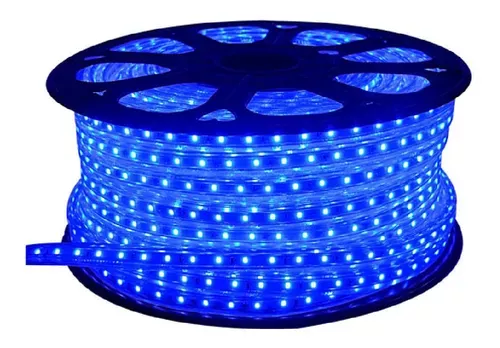 Cinta Led Azul Impermeable 10 Metros + Conector Al 220v-3