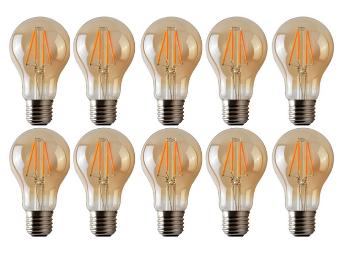Pack 10 Ampolletas Led A60 Vintage 6w E27 2700k Ambar-1